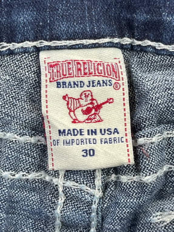 TRUE RELIGION ΤΖΙΝ ΣΟΡΤΣ Y2K BIG T EMBROIDERED LOGO ΜΠΛΕ UNISEX S