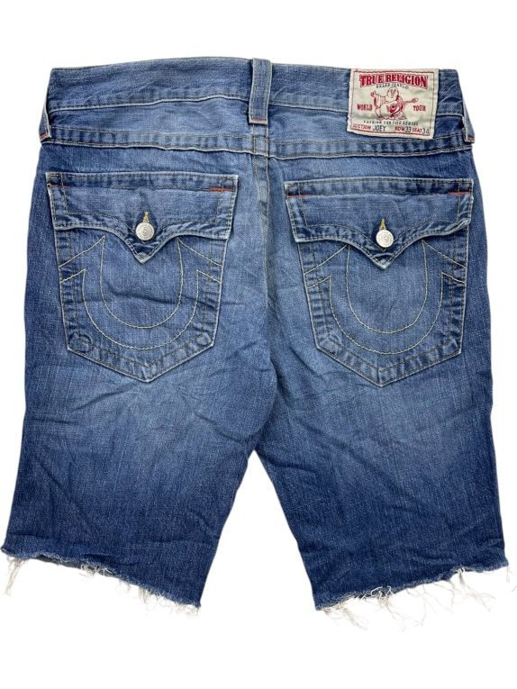TRUE RELIGION ΤΖΙΝ ΒΕΡΜΟΥΔΑ Y2K EMBROIDERED LOGO ΜΠΛΕ UNISEX L