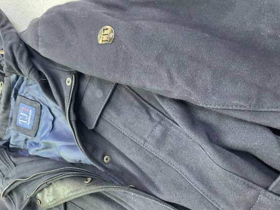 TRUSSARDI JEANS HOODED JACKET MINIMAL NAVY WOMEN PRE OWNED M