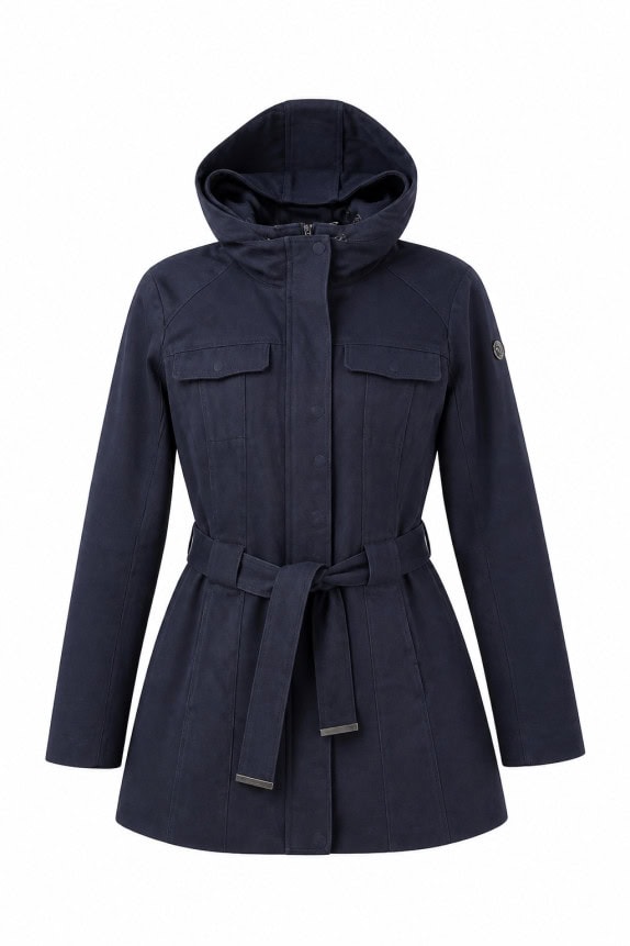 TRUSSARDI JEANS HOODED JACKET MINIMAL NAVY WOMEN PRE OWNED M