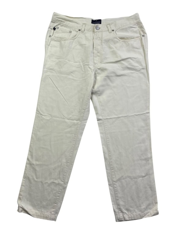 TRUSSARDI JEANS Παντελόνι Denim Canvas Vintage Logo Εκρού Ανδρικό L