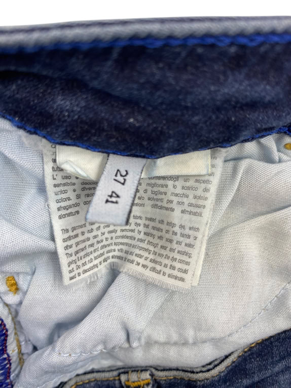 TRUSSARDI JEANS ΠΑΝΤΕΛΟΝΙ DENIM DISTRESSED ΛΟΓΟΤΥΠΟ ΜΠΛΕ ΓΥΝΑΙΚΕΙΟ S