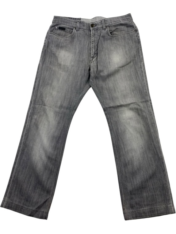 Trussardi Jeans Pantaloni denim logo vintage grigio da uomo L