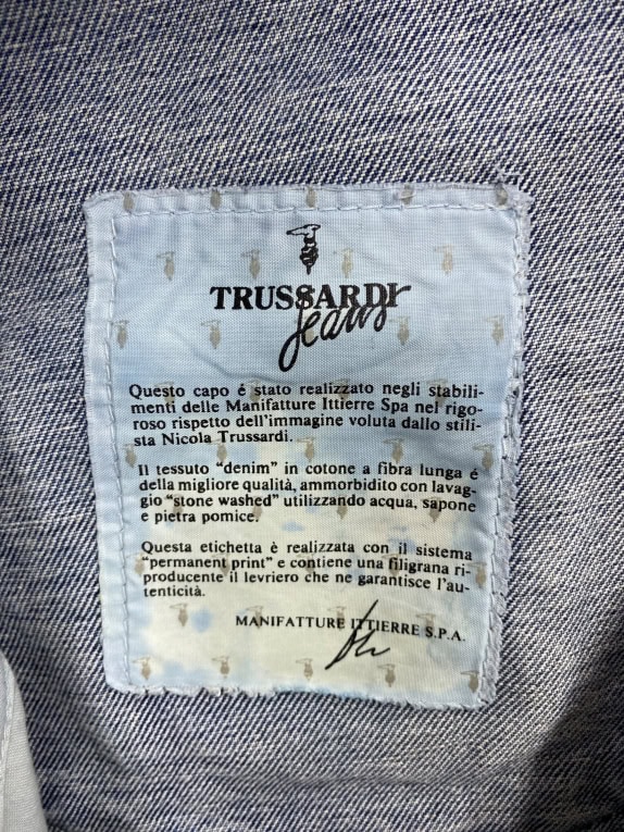 TRUSSARDI JEANS ΠΑΝΤΕΛΟΝΙ DENIM VINTAGE ΜΕΤΑΛΛΙΚΟ LOGO ΜΠΛΕ ΑΝΔΡΙΚΟ L
