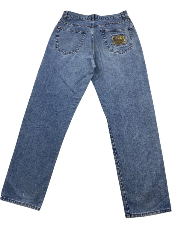 TRUSSARDI JEANS ΠΑΝΤΕΛΟΝΙ DENIM VINTAGE ΜΕΤΑΛΛΙΚΟ LOGO ΜΠΛΕ ΑΝΔΡΙΚΟ L