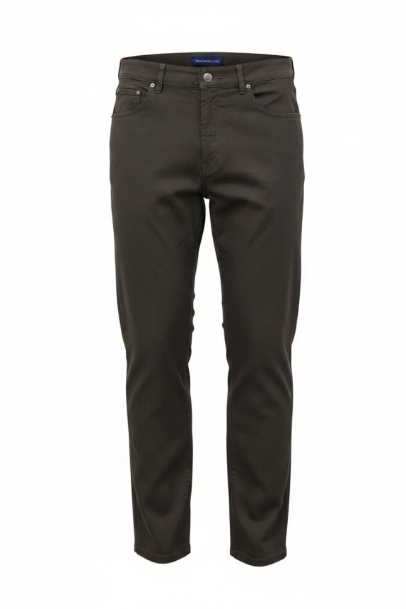 TRUSSARDI JEANS PANTALONI MINIMAL GRIGIO ANTRACITE UOMO PRE OWNED L