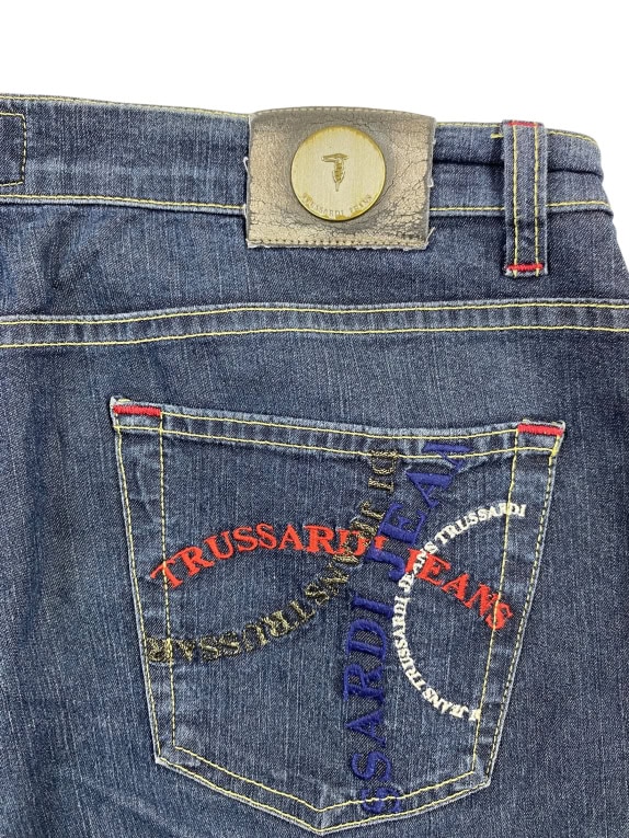 TRUSSARDI JEANS ΠΑΝΤΕΛΟΝΙ ΤΖΙΝ VINTAGE ΚΕΝΤΗΤΟ LOGO ΜΠΛΕ ΑΝΔΡΙΚΟ M