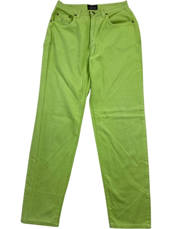 TRUSSARDI JEANS PANTALONE VINTAGE CON LOGO RICAMATO LIME DA DONNA S