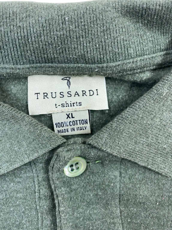 TRUSSARDI ΜΠΛΟΥΖΑ POLO ΜΕ ΜΑΚΡΥ ΜΑΝΙΚΙ CASUAL ΚΕΝΤΗΜΕΝΟ ΛΟΓΟΤΥΠΟ ΠΡΑΣΙΝΟ ΑΝΔΡΙΚΟ XL
