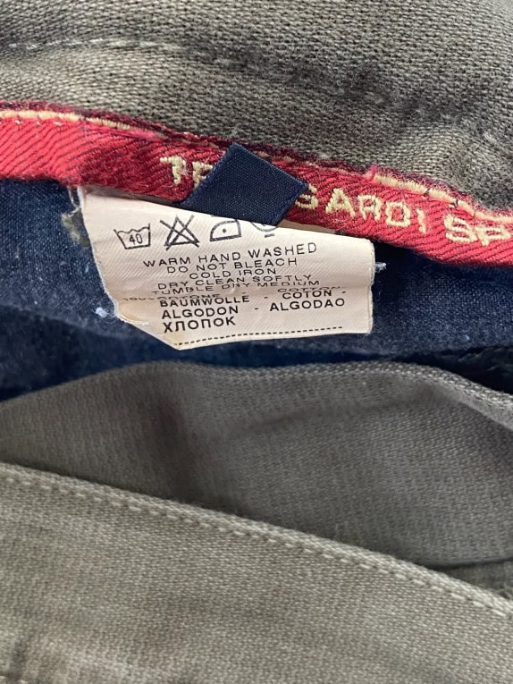 TRUSSARDI SPORT CARGO PANTS UTILITY OLIVE MENS PRE OWNED L