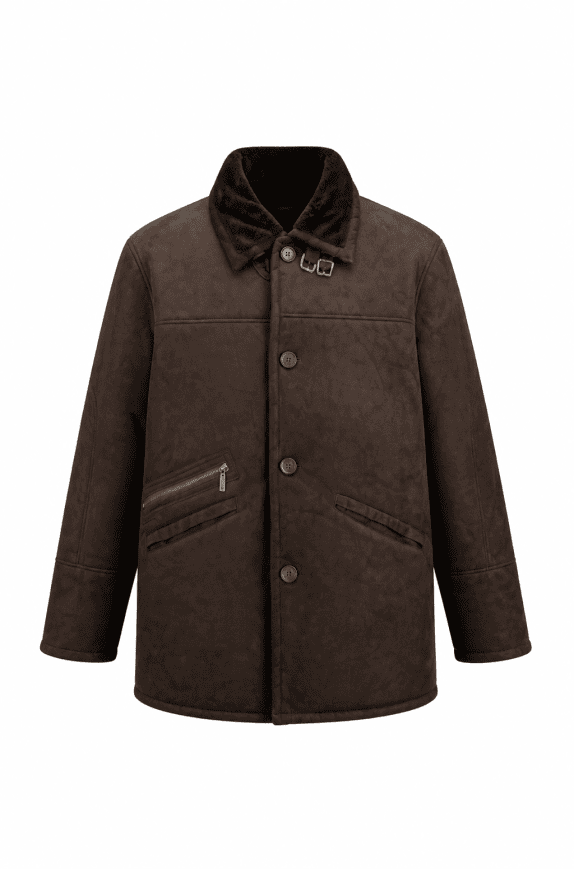 90s SHEARLING SHEARLING COAT CLASSIC BROWN MENS PRE OWNED L