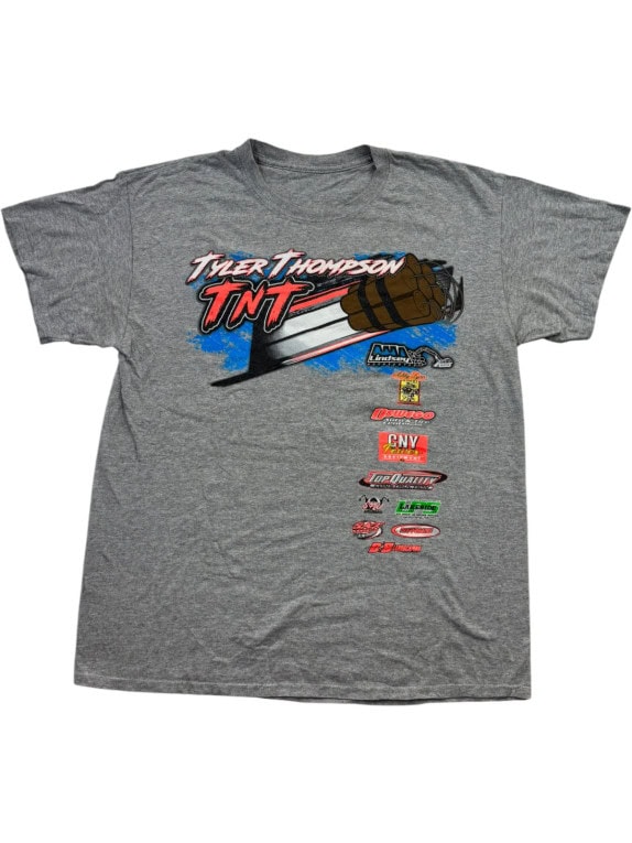 TYLER THOMPSON TNT T SHIRT RACING GRAPHIC ΓΚΡΙ UNISEX PRE OWNED M