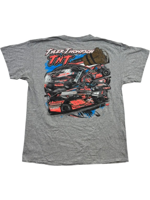 TYLER THOMPSON TNT T SHIRT RACING GRAPHIC ΓΚΡΙ UNISEX PRE OWNED M
