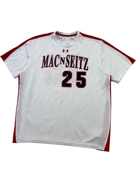 UNDER ARMOUR GRAPHIC TEE ATHLETIC WHITE RED MENS PRE OWNED M