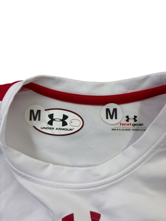 UNDER ARMOUR GRAPHIC TEE ATHLETIC WHITE RED MENS PRE OWNED M