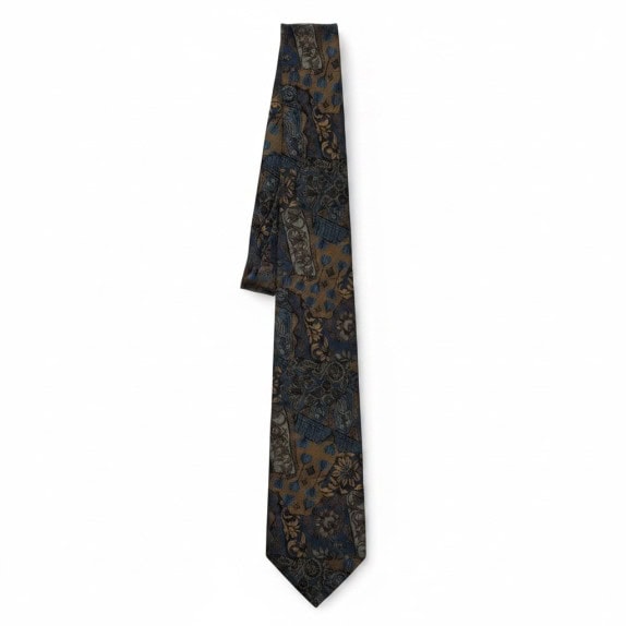 UNGARO PARIS ΓΡΑΒΑΤΑ VINTAGE PAISLEY ΜΠΛΕ ΚΑΦΕ ΑΝΤΡΙΚΗ PRE OWNED