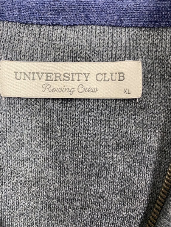 UNIVERSITY CLUB Πλεκτή Ζακέτα Full Zip Casual Με Λογότυπο Γκρι Ανδρική XL