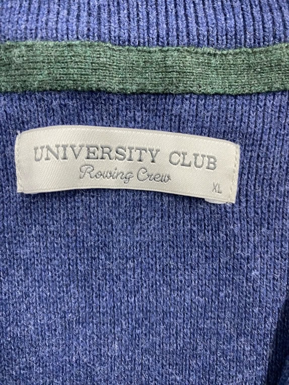 University Club Men’s Knit Zip-Up Cardigan Blue Size L