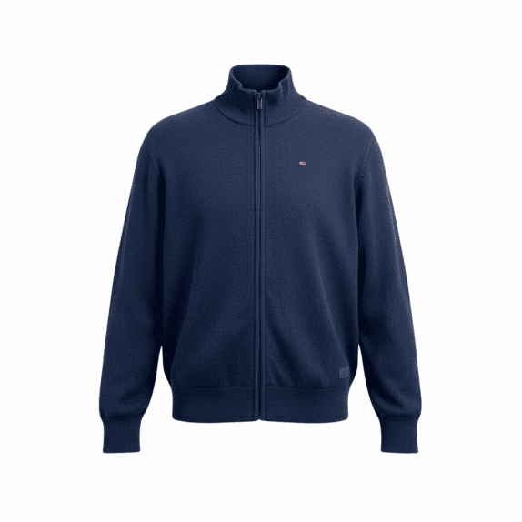 University Club Men’s Knit Zip-Up Cardigan Blue Size L