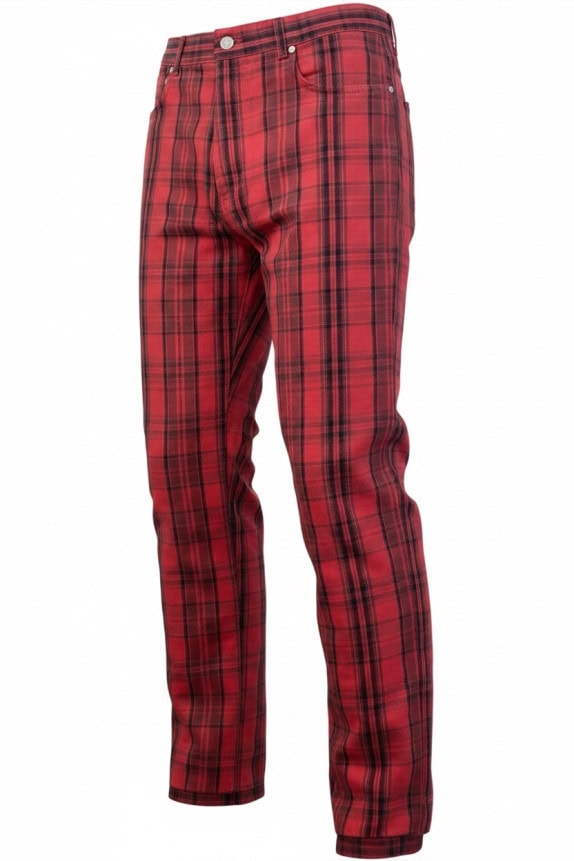 UNKNOWN BRAND ΠΑΝΤΕΛΟΝΙ TARTAN ΚΟΚΚΙΝΟ UNISEX PRE OWNED M