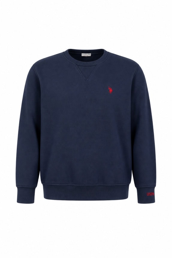 US POLO ASSN CREWNECK SWEATSHIRT MINIMAL NAVY MEN PRE OWNED M