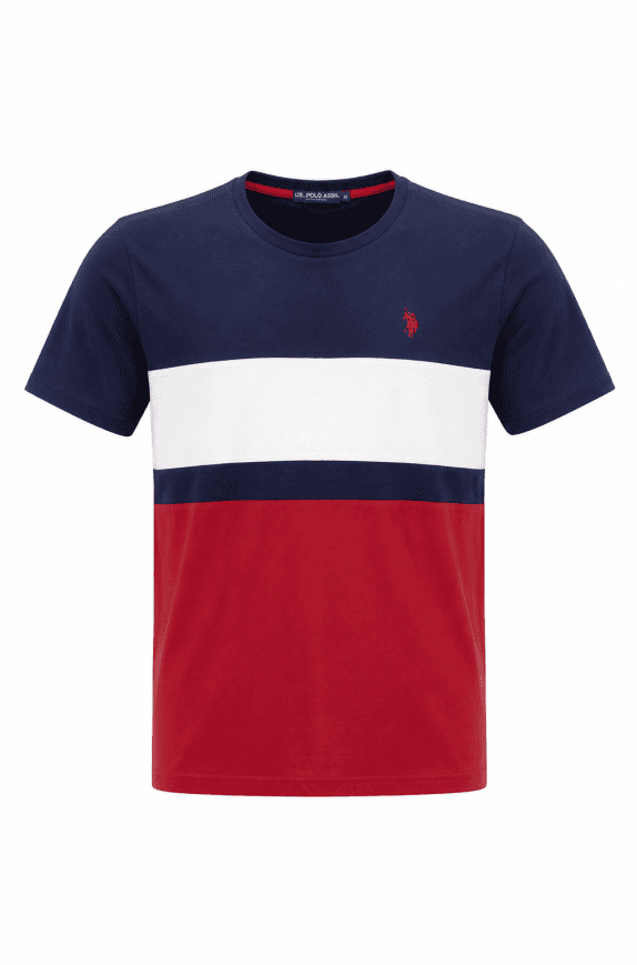 US POLO ASSN T SHIRT GRAPHIC COLOR BLOCK NAVY RED UOMO PRE OWNED M