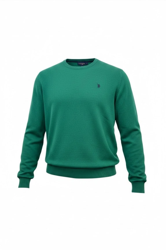 US POLO ASSN CREWNECK SWEATER MINIMAL GREEN MEN PRE OWNED XL