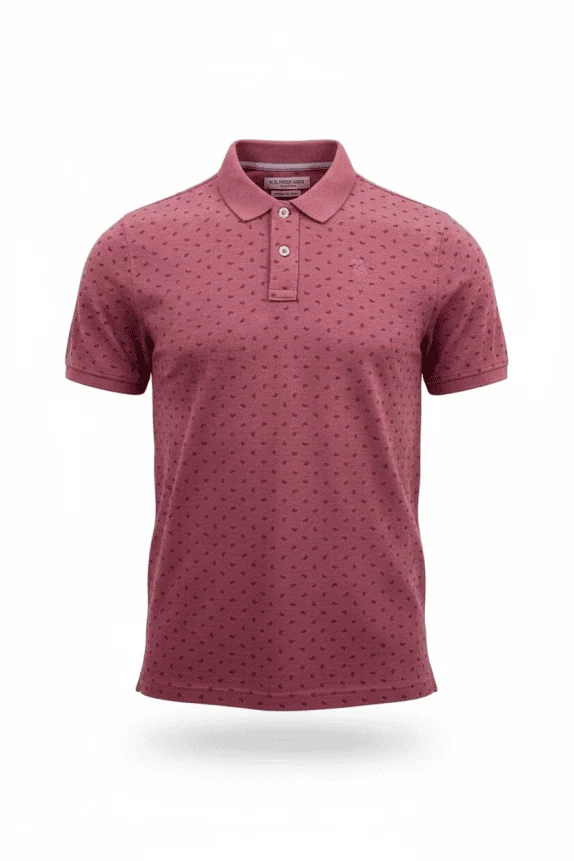 U.S. Polo Assn. Polo Μπλούζα Casual All Over Print Λογότυπο Ροζ Ανδρική S