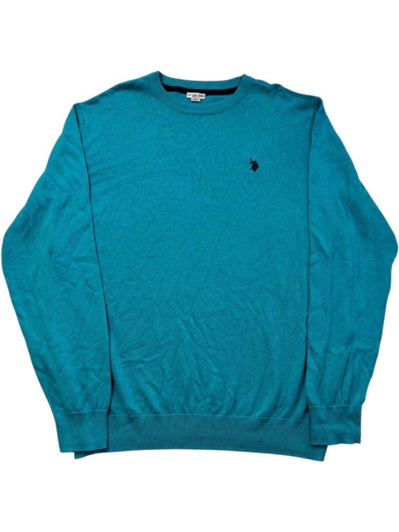 US POLO ASSN MAGLIONE GIROCOLLO MINIMAL TURCHESE UOMO PRE OWNED XL
