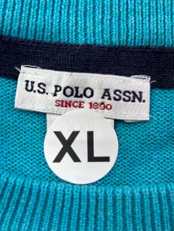US POLO ASSN MAGLIONE GIROCOLLO MINIMAL TURCHESE UOMO PRE OWNED XL