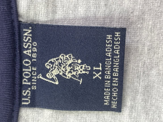 US POLO ASSN T SHIRT MINIMAL GREY MEN PRE OWNED XL