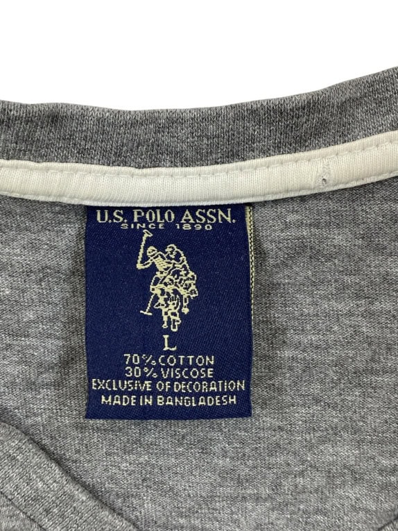 US POLO ASSN T SHIRT SCOLLO V MINIMAL GRIGIA UOMO PRE OWNED L