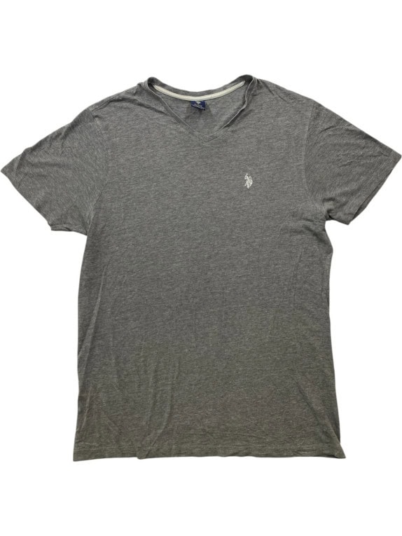 US POLO ASSN T SHIRT SCOLLO V MINIMAL GRIGIA UOMO PRE OWNED L