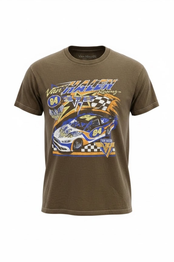 VAN HALEN RACING T-SHIRT ΚΑΦΕ UNISEX L pre-owned