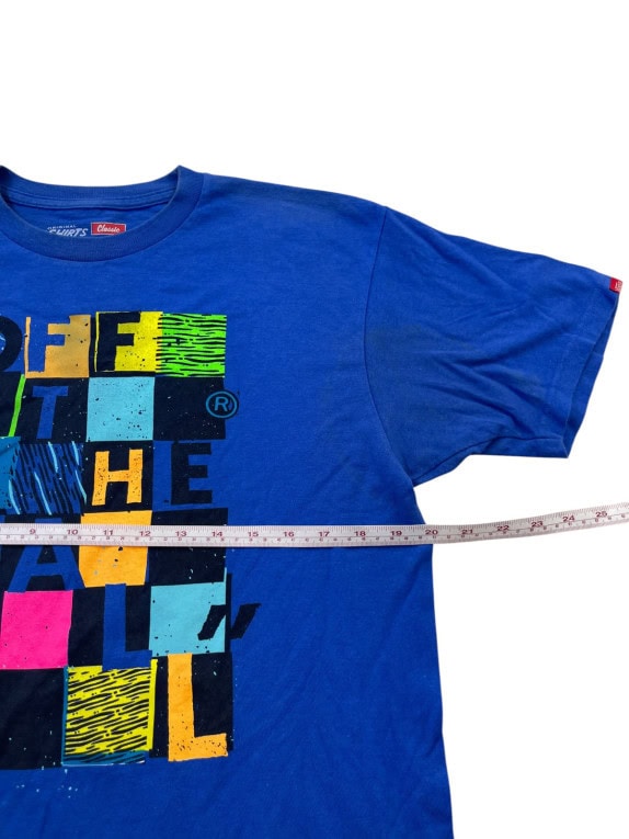 VANS GRAPHIC TEE STREETWEAR BLUE MEN PRE OWNED L