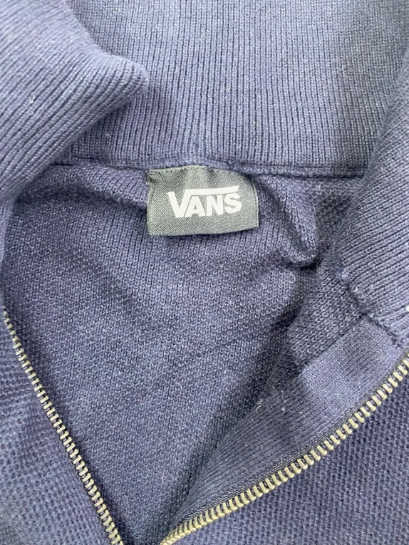 Vans Maglia lavorata blu scuro con mezza zip da uomo XXL