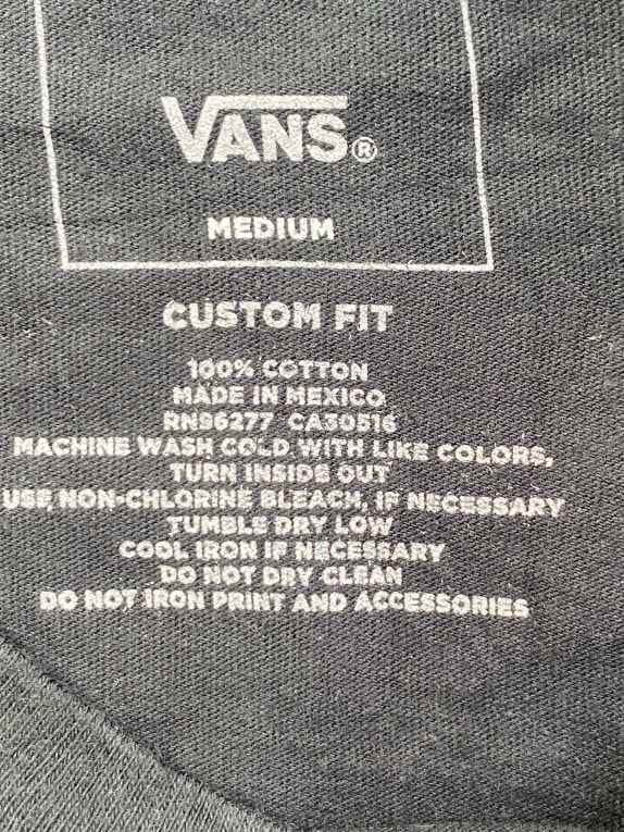 VANS T-SHIRT BLACK WITH BACK PRINT UNISEX MEDIUM