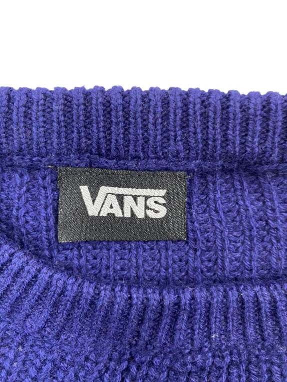 VANS Πλεκτή Μπλούζα Ριμπ Ύφανση Λογότυπο Ετικέτα Μωβ-Μπλε Ανδρικό L