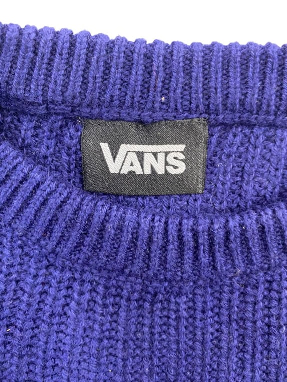 VANS Knit Sweater Vintage Style Small Logo Blue Men's L