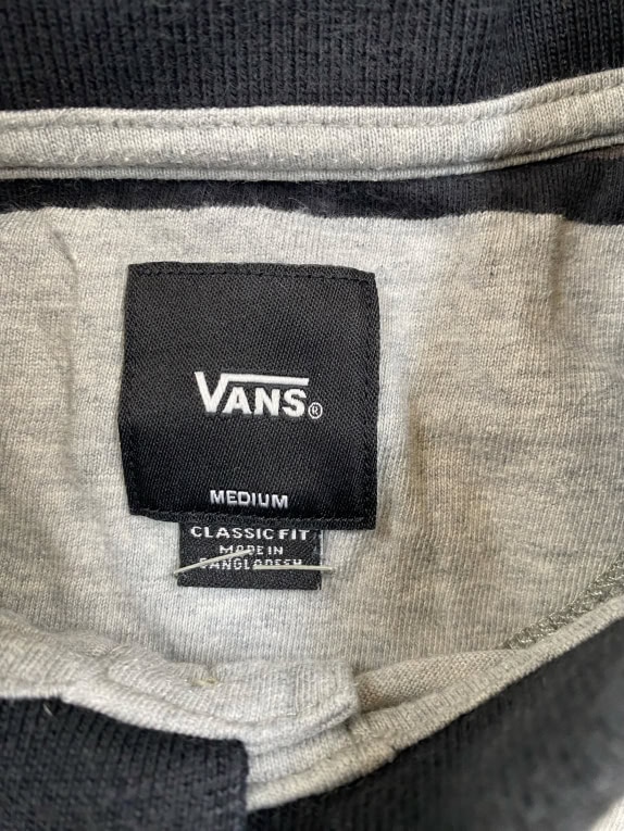Vans Polo Shirt Ριγέ Γκρι Classic Fit Unisex M