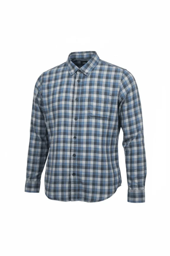 VANS CHECKERED SHIRT TAILORED FIT LOGO BLUE/GREY MENS L