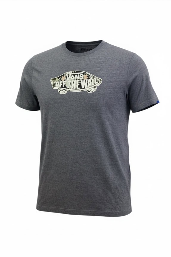 VANS T-SHIRT CASUAL LOGO PRINT "OFF THE WALL" ΓΚΡΙ UNISEX XL