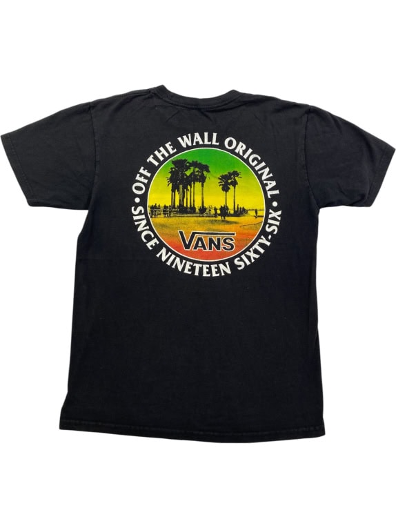 VANS T-SHIRT VINTAGE STYLE LOGO BLACK MENS S