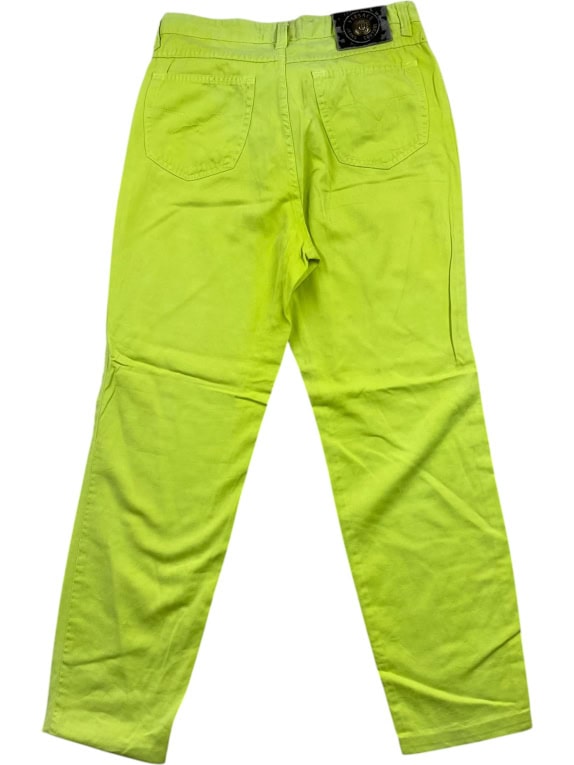 VERSACE JEANS COUTURE PANTS VINTAGE LOGO LIME WOMEN'S S