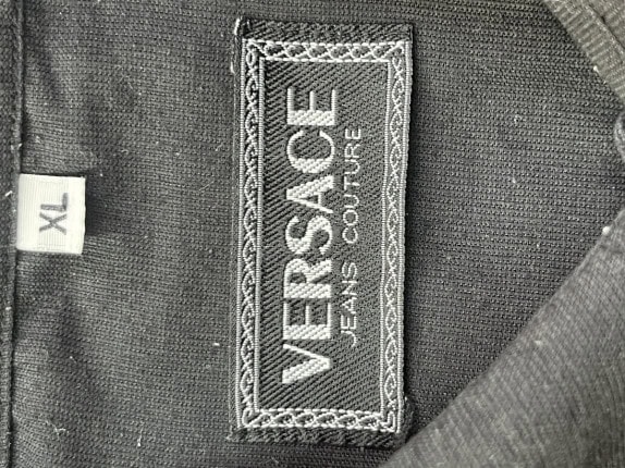 90s VERSACE PLACED SHIRT MINIMAL BLACK MEN PRE OWNED XL