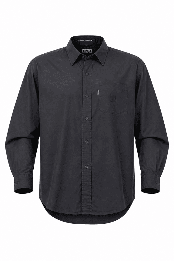 90s VERSACE PLACED SHIRT MINIMAL BLACK MEN PRE OWNED XL