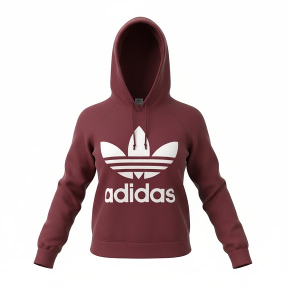 VINTAGE ADIDAS HOODIE WITH LOGO BURGUNDY WOMEN'S XS