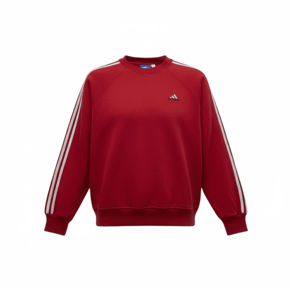 FELPA ADIDAS VINTAGE A RIGHE CON LOGO RICAMATO ROSSO DA DONNA XL
