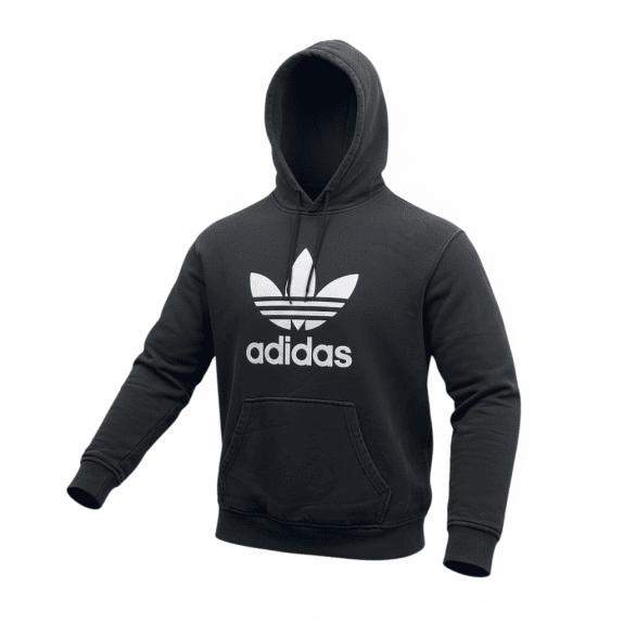 VINTAGE ADIDAS HOODIE ΜΕ ΜΕΓΑΛΟ ΛΟΓΟΤΥΠΟ TREFOIL ΜΑΥΡΟ ΓΥΝΑΙΚΕΙΟ XS/S