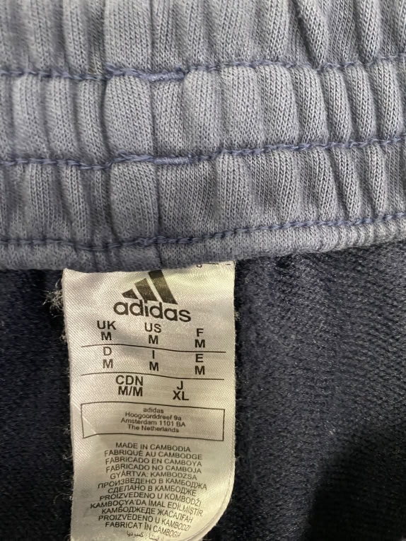 VINTAGE ADIDAS SWEATPANTS WITH EMBROIDERED LOGO NAVY BLUE MEN M